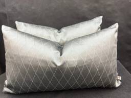 Sahco Diamant Luxury Designer Gun-Metal Grey Geometric Lumbar Cushion Pillow Cover