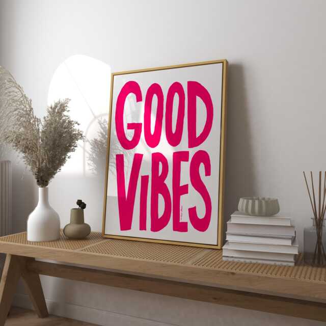 Good Vibes Pink Art Print, Trendy Illustration Poster - image 1