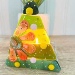 Fused Glass Floral Christmas Tree Candle Holder Decoration - Decoration, Cornish Glass, Fused Glass Cornwall - thumbnail 3
