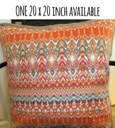 Orange Ikat Outdoor Pillow Cover Patio Deck Decor - thumbnail 1