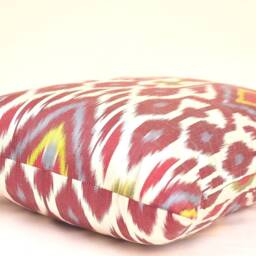 Dark Red Ikat Pillow Cover, Handloom Woven, Accent Throw - 14x23 Inches - thumbnail 2