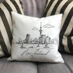 Personalised New Zealand Country Canvas Cushion - Auckland North Island Customised Linen Cover With Inner Filler - thumbnail 2