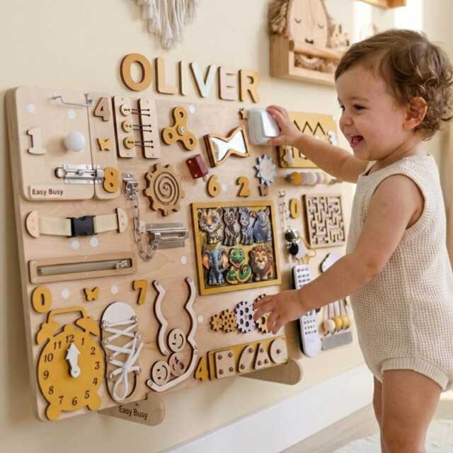 Montessori Busy Board, Sensory Activity, Toddler Learning Toy - image 1