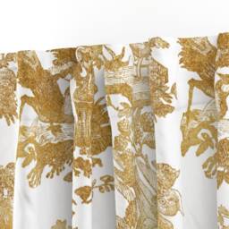 Toile Curtain Panel - Chinoiserie Asian Gold White Chinese Classic Custom By Peacoquettedesigns - thumbnail 3