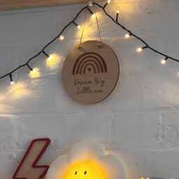 Boho Rainbow Wooden Plaque Dream Big Nursery Decor, Hanging Sign, New Baby Gift - thumbnail 3