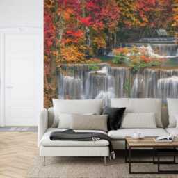 Autumn Waterfall Wallpaper Mural, Peel & Stick Wall Decal - thumbnail 3