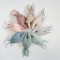 100% Handmade Baby Bunny Toy, Organic Cotton Stuffed Comfort Toy For Baby, Unique Bsby Gift, Rabbit Newborns, Best Friend - thumbnail 4