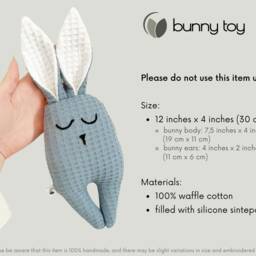 100% Handmade Baby Bunny Toy, Organic Cotton Stuffed Comfort Toy For Baby, Unique Bsby Gift, Rabbit Newborns, Best Friend - thumbnail 3