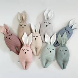 100% Handmade Baby Bunny Toy, Organic Cotton Stuffed Comfort Toy For Baby, Unique Bsby Gift, Rabbit Newborns, Best Friend - thumbnail 2