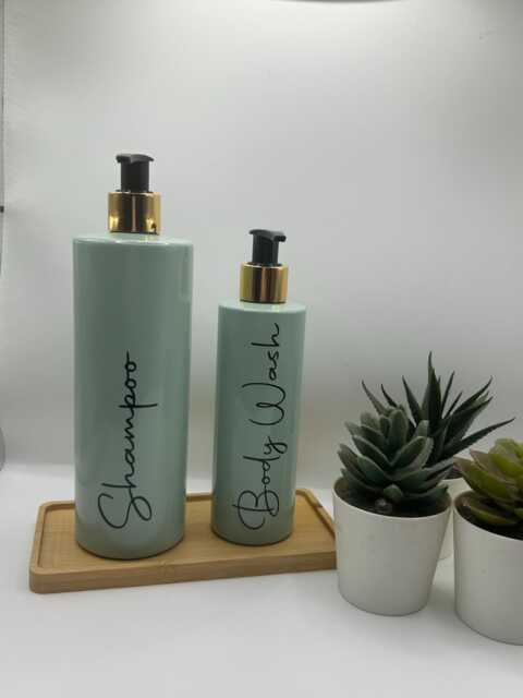 Personalised Sage Green Soap Dispenser Bottle With Black/Gold Pump 250Ml & 500Ml - image 1