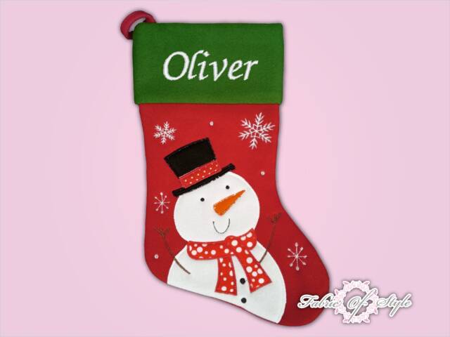 Personalised Christmas Stocking Luxury Embroidered Xmas Green Red - image 1