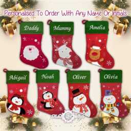 Personalised Christmas Stocking Luxury Embroidered Xmas Green Red - thumbnail 2