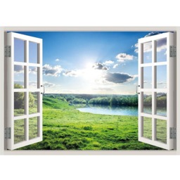 Sky Landscape View Window 3D Wall Decal Art Removable Wallpaper Nature Mural Sticker Vinyl Home Decor - thumbnail 2
