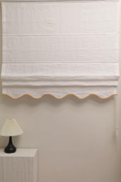 40 Colors , 100% Linen Cordless Roman Shades, Scalloped Custom Shade With Border Trim, Window Treatment, Blinds