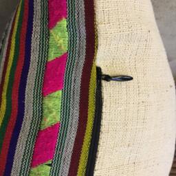 Tribal White Thai Textile Woolen Cotton Pillow Cover in The Centre Of Vietnam - thumbnail 2