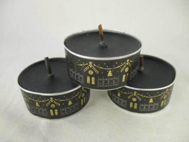 Ginger Candles, Festive Tealight, Washi Tea Light, Black Decorated Gift Christmas Candles - image 1