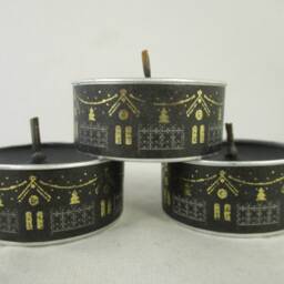 Ginger Candles, Festive Tealight, Washi Tea Light, Black Decorated Gift Christmas Candles - thumbnail 2