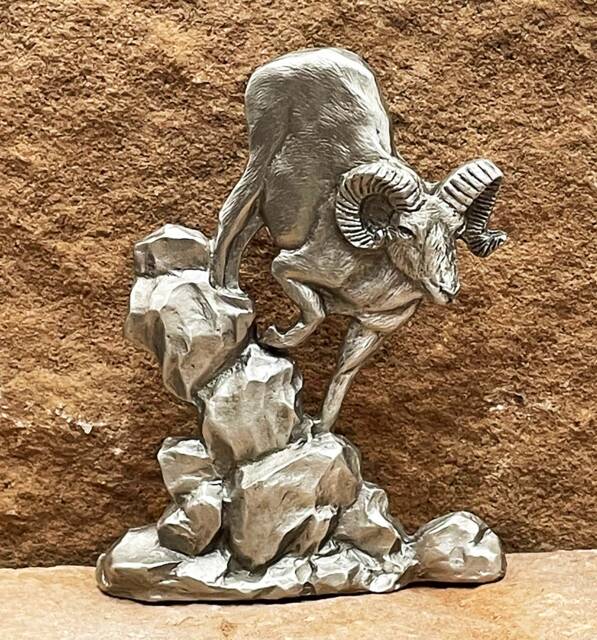 Big Horn Sheep Pewter Figurine, Wildlife Sculpture, Table Top Sculpture - image 1