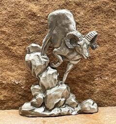 Big Horn Sheep Pewter Figurine, Wildlife Sculpture, Table Top Sculpture - thumbnail 1