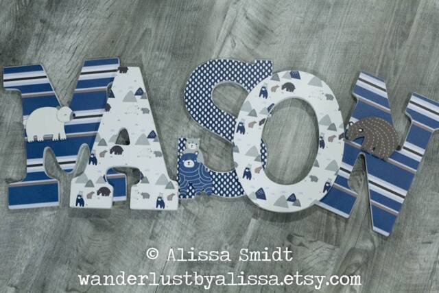 Bear Nursery Theme Decor Signature Montana Letters Bear Wooden Name Wood For Baby Shower Gift - image 1