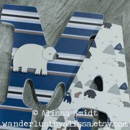 Bear Nursery Theme Decor Signature Montana Letters Bear Wooden Name Wood For Baby Shower Gift - thumbnail 2