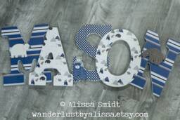 Bear Nursery Theme Decor Signature Montana Letters Bear Wooden Name Wood For Baby Shower Gift - thumbnail 1