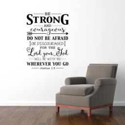 Be Strong & Courageous Wall Decal Quote - Bible Verse Christian Decor Joshua 19 Vinyl - thumbnail 2
