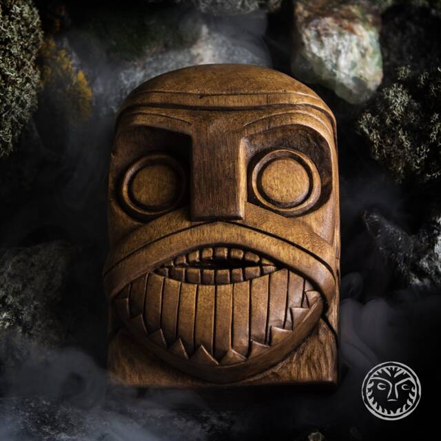Hand Carved Wooden Viking Warrior Head, Norse Decor - image 1