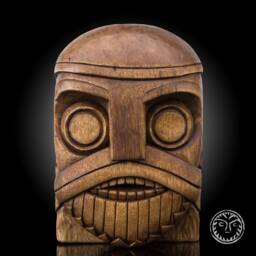Hand Carved Wooden Viking Warrior Head, Norse Decor - thumbnail 2