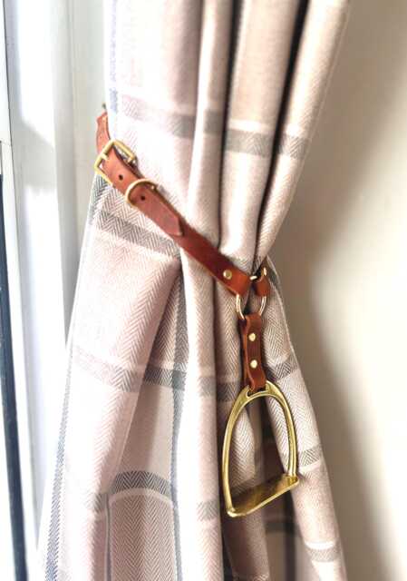 Leather Adjustable Length Horse Equestrian Style Country Curtain Tie Hold Back - image 1