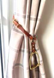 Leather Adjustable Length Horse Equestrian Style Country Curtain Tie Hold Back