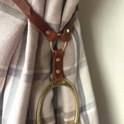 Leather Adjustable Length Horse Equestrian Style Country Curtain Tie Hold Back - thumbnail 2