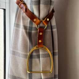 Leather Adjustable Length Horse Equestrian Style Country Curtain Tie Hold Back - thumbnail 3