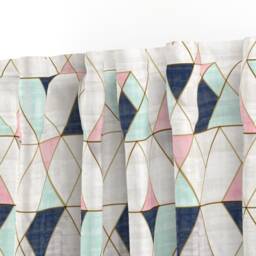 Geometric Curtain Panel - Mid Century Triangles Geo Navy Mint Pink Custom Mod By Crystal_Walen - thumbnail 3