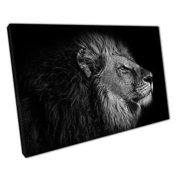Monochrome Male Lion Canvas Print Majestic Wall Art For Home & Office Decor - image 1
