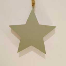 Medium Wooden Green Chunky Hanging Star Decoration - The Home & Hearts Shop Rustic Shabby Wall Decor Gift Christmas Wedding - thumbnail 2