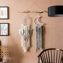 Moon & Sun Macrame Wall Hanging, Large Macrame, Nursery Home Decor, Dreamcatcher, Family Gift, Gift For Mothers Day W29 - thumbnail 3