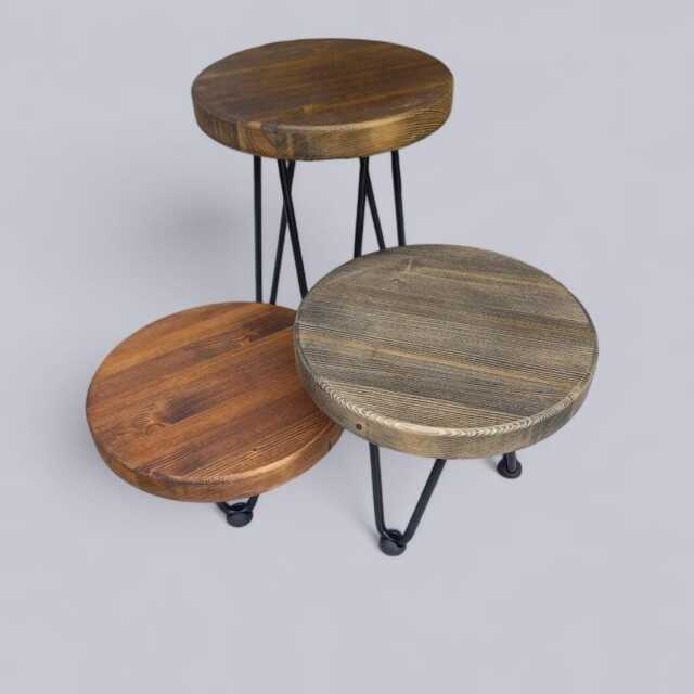 Plant Stand With Hairpin Legs // Various Colours Table Side Small Round Stool// End Table - image 1