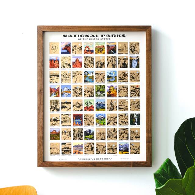 National Park Scratch Off Poster, Colorful Bucket List Us Map, Family Adventure Christmas Holiday Gift, 16x20 - image 1