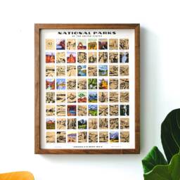 National Park Scratch Off Poster, Colorful Bucket List Us Map, Family Adventure Christmas Holiday Gift, 16x20 - thumbnail 1