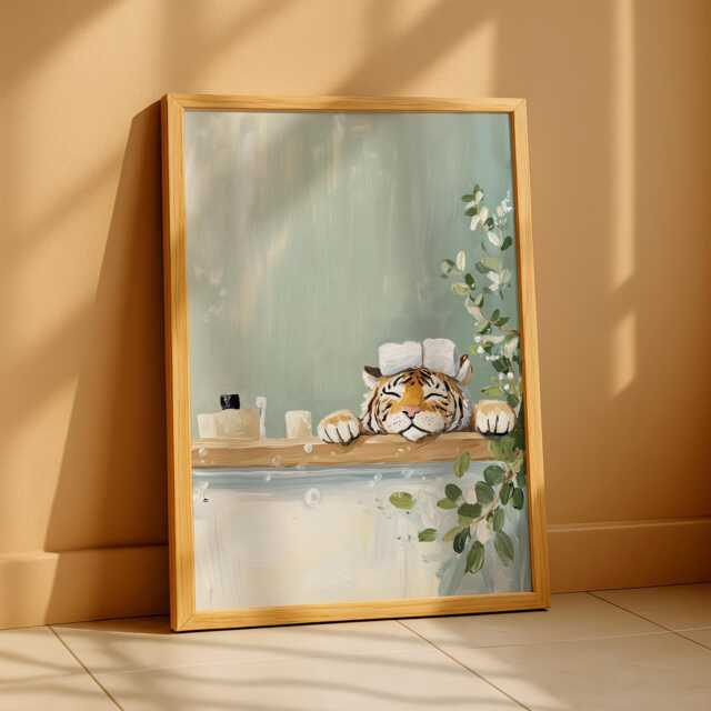 Tiger Bathroom Print - Wall Art, Poster, Print, Relaxing Spa Decor, Art - image 1