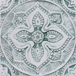 8 Hand-Painted Relief Tiles Ethnic Wall Hanging, Terrace Decor, Aqua &white - 30cm/11.8 - thumbnail 2