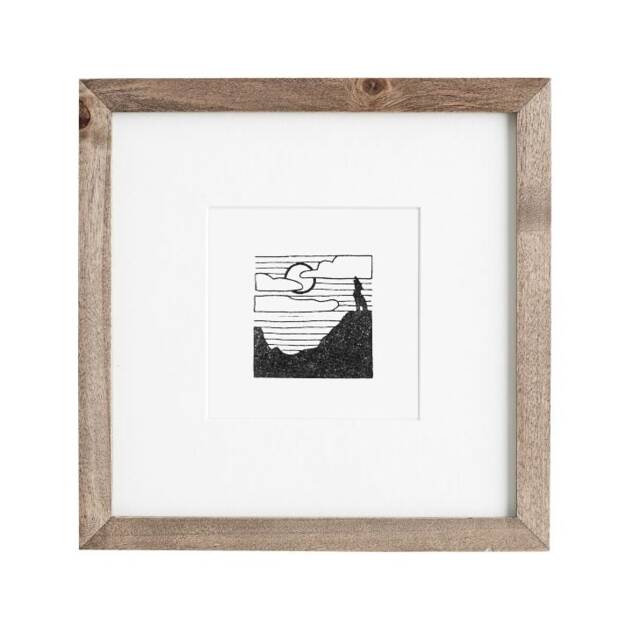 New Mexico No. 1, Coyote Print, Moon Black & White Art, Minimal Horizon, Tiny Prints, 4x4 Minimalist Illustration - image 1