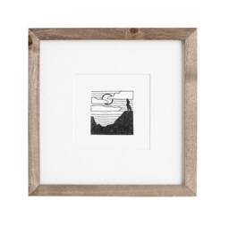 New Mexico No. 1, Coyote Print, Moon Black & White Art, Minimal Horizon, Tiny Prints, 4x4 Minimalist Illustration - thumbnail 1