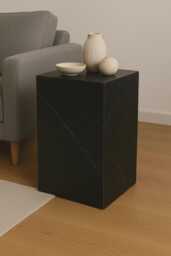 Nero Marquina Marble Side Table Black Stone Plinth Pedestal