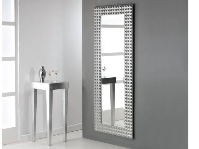 Large Modern Art Deco Mirror Silver Leaf Design Made in Italy - Full Length Italian Style Mirror Entryway, Bedroom & Living Home #6000 - image 1