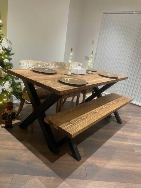 x Leg Rustic Dining Table - Optional Matching Benches - image 1
