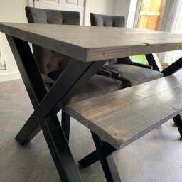 x Leg Rustic Dining Table - Optional Matching Benches - thumbnail 2