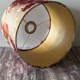 Red Gold Fabric Lampshade, Modern Mineral Design, Drum Table Lampshade, Pendant Shade - thumbnail 4
