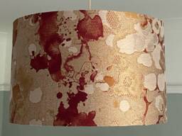 Red Gold Fabric Lampshade, Modern Mineral Design, Drum Table Lampshade, Pendant Shade